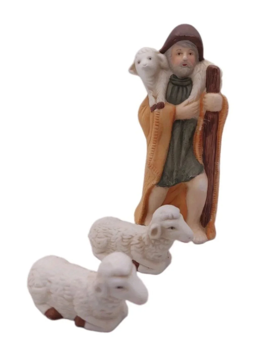 Christmas Nativity Shepard With Lamb Ceramic Replacement Figurines